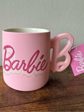 Barbie Pink Mug with Script B Handle Large 21oz Ceramic NWT